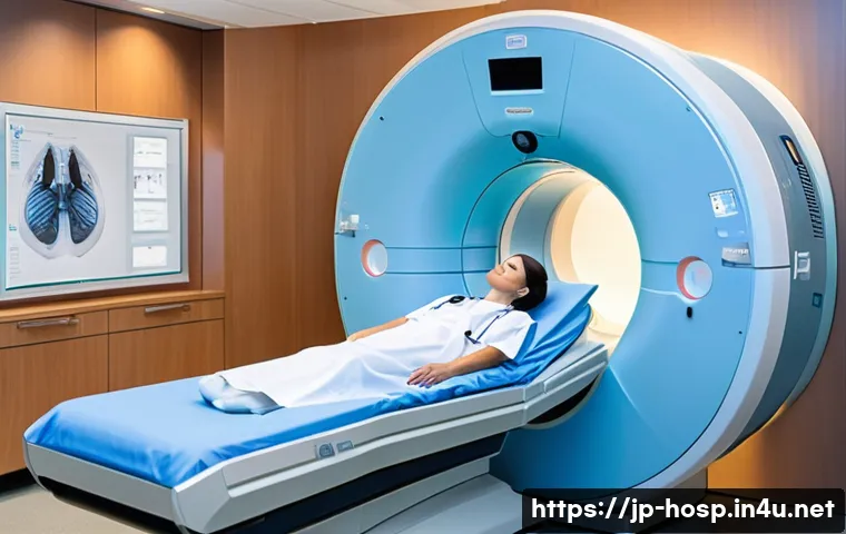 암 진단을 위한 PET CT 검사 - **Prompt 1: "The Advanced PET-CT Scan"**
    A bright, ultra-modern medical imaging room. A patient,...