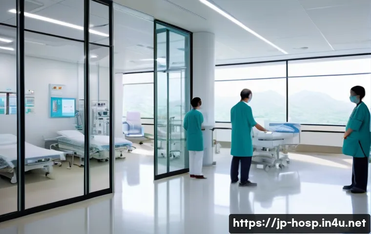 항암 치료 전문 병원 추천 - A modern specialized cancer treatment hospital interior, featuring a bright and clean chemotherapy i...